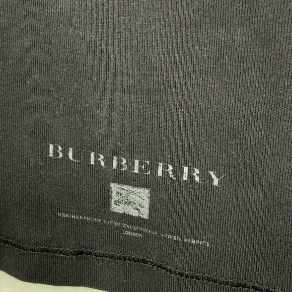 Burberry Brit Nova Check Cuff Black Long Sleeve Scoop Neck Logo Tee M Cotton - Picture 10 of 10